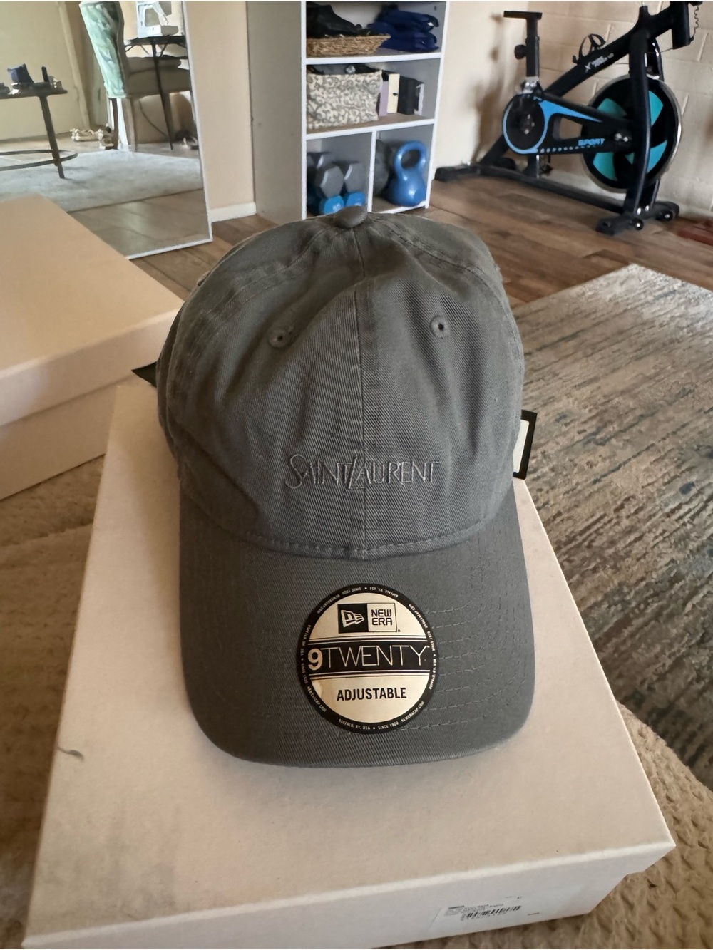 Saint Laurent Olive Green Cotton Baseball Cap with Embroidered Logo